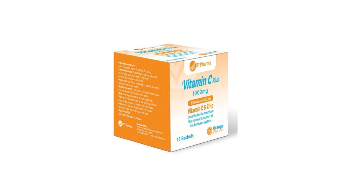 BT Pharma Vitamin C Plus Zinc 15 Effervescent Sachets