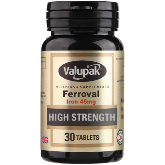 Valupak ferroval iron 45 mg 30 capsules